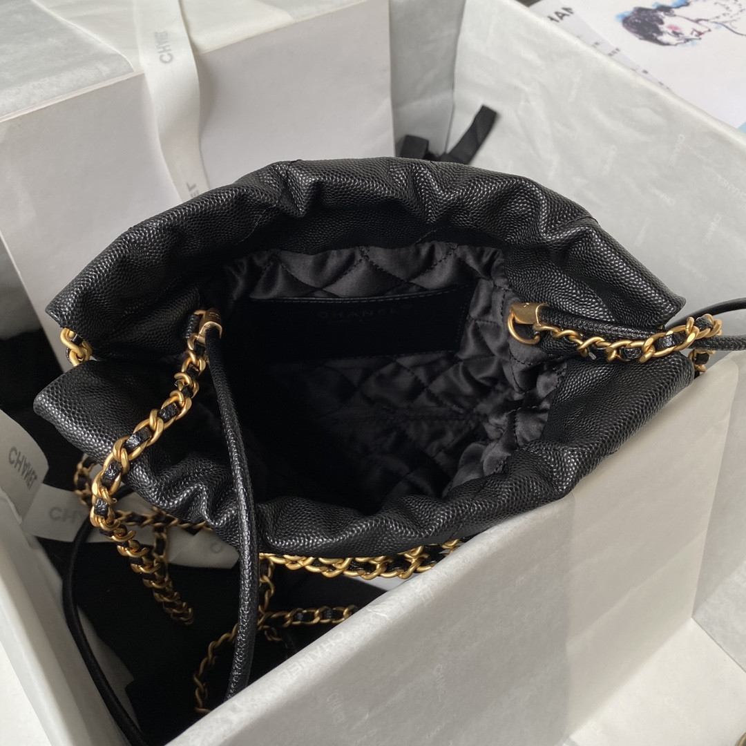 CHANEL 22 MINI HANDBAG GRAINED LEATHER BLACK 7.8 ¡Á 7.4 ¡Á 2.3 in - Image 7
