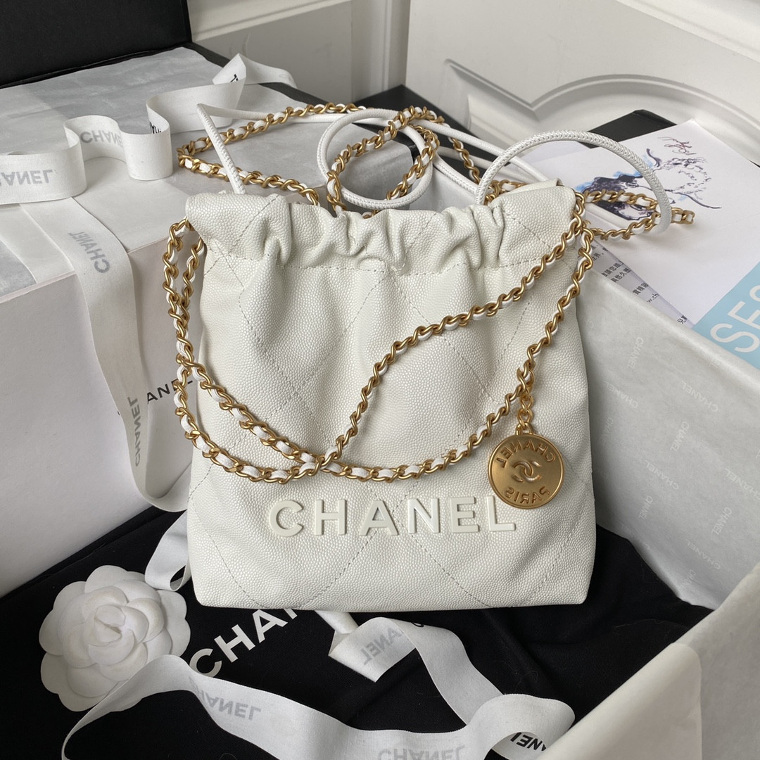 Alternative view of CHANEL 22 MINI HANDBAG GRAINED LEATHER WHITE 7.8 ¡Á 7.4 ¡Á 2.3 in
