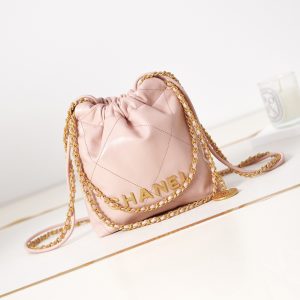 Alternative view of CHANEL 22 MINI HANDBAG Shiny Calfskin Pink 7.8 ¡Á 7.4 ¡Á 2.3 in