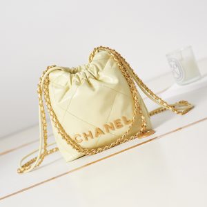 Alternative view of CHANEL 22 MINI HANDBAG Shiny Calfskin Yellow 7.8 ¡Á 7.4 ¡Á 2.3 in