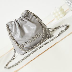 Alternative view of CHANEL 22 MINI HANDBAG Shiny Calfskin GREY 7.8 ¡Á 7.4 ¡Á 2.3 in