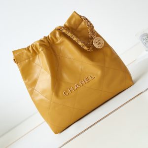 Alternative view of CHANEL 22 SMALL HANDBAG Shiny Calfskin YELLOW 13.7¡Á14.4¡Á2.7 in