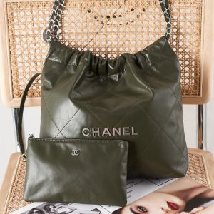 Alternative view of CHANEL 22 SMALL HANDBAG Shiny Calfskin & SILVER Metal BLACK 13.7¡Á14.4¡Á2.7 in