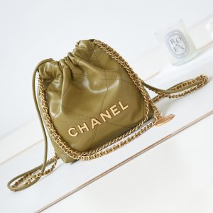 Alternative view of CHANEL 22 MINI HANDBAG Shiny Calfskin GREEN 7.8 ¡Á 7.4 ¡Á 2.3 in