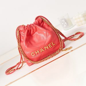Alternative view of CHANEL 22 MINI HANDBAG Shiny Calfskin red 7.8 ¡Á 7.4 ¡Á 2.3 in