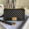 BOY CHANEL HANDBAG Shiny Grained Calfskin 5.9 × 9.8 × 3.5 in
