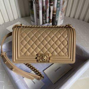 Alternative view of BOY CHANEL HANDBAG Shiny Grained Calfskin Brown 5.9 × 9.8 × 3.5 in