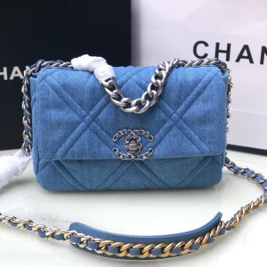 Alternative view of CHANEL 19 HANDBAG, Gold-Tone, Silver-Tone & Ruthenium-Finish Metal Blue 6.2 ¡Á 10.1 ¡Á 3.5 in