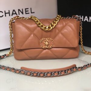 Alternative view of CHANEL 19 HANDBAG Shiny Leather, Gold-Tone, Silver-Tone & Ruthenium-Finish Metal Caramel 6.2 ¡Á 10.1 ¡Á 3.5 in