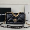 CHANEL 19 HANDBAG Shiny Leather, Gold-Tone, Silver-Tone & Ruthenium-Finish Metal Black 6.2 ¡Á 10.1 ¡Á 3.5 in