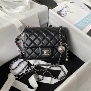 Alternative view of CHANEL MINI FLAP BAG SHINY CALFSKIN & SILVER-Tone METAL BLACK 5.3 × 6.6 × 3.1 in