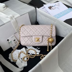 Alternative view of CHANEL MINI FLAP BAG SHINY CALFSKIN & gold-TONE METAL LIGHT 4.7 × 7.8 × 2.3 in