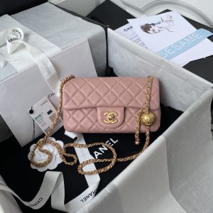Alternative view of CHANEL MINI FLAP BAG SHINY CALFSKIN & gold-TONE METAL PINK 4.7 × 7.8 × 2.3 in