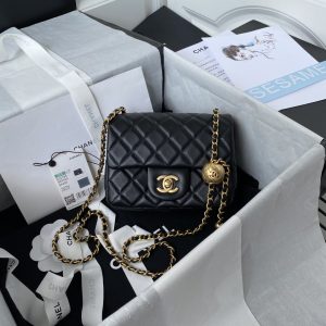Alternative view of CHANEL MINI FLAP BAG SHINY CALFSKIN & Gold-Tone METAL BLack 5.3 × 6.6 × 3.1 in