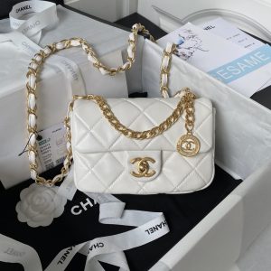 CHANEL MINI FLAP BAG WHITE 4.7 × 7.8 × 2.3 in