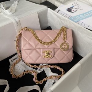 CHANEL MINI FLAP BAG PINK 4.7 × 7.8 × 2.3 in