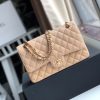 CHANEL CLASSIC HANDBAG GRAINED CALFSKIN & Gold-TONE METAL COFFEE 6 × 9.9 × 2.5 in