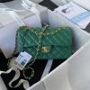 CHANEL SMALL CLASSIC HANDBAG Grained Calfskin & Gold-Tone Metal Green 5.7 × 9 × 2.3 in