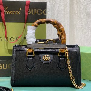 GUCCI DIANA SMALL SHOULDER BAG Black 25W x 16H x 9D CM