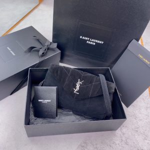 YSL PUFFER IN SUEDE BLACK 23 X 15.5 X 5.8 CM