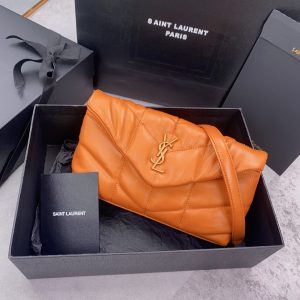 YSL PUFFER IN LEATHER ORANGE 23 X 15.5 X 5.8 CM