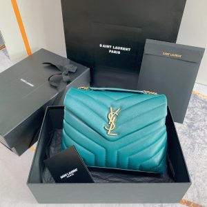 Alternative view of YSL LOULOU SMALL IN QUILTED LEATHER BLUE GOLD 9 X 6.1 X 3.3 INCHES
