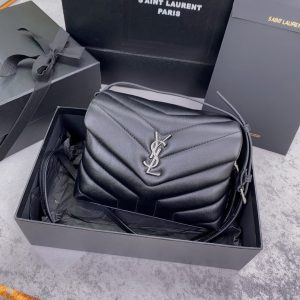 Alternative view of YSL TOY LOULOU IN QUILTED LEATHER BLACK SILVER 7.9 X 5.5 X 3 INCHES