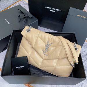 Alternative view of YSL PUFFER SMALL IN NAPPA LEATHER BEIGE SILVER 11.4 X 6.6 X 4.3 INCHES