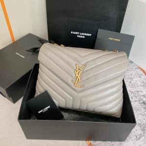 Alternative view of YSL LOULOU MEDIUM IN QUILTED LEATHER GREYISH BROWN 12.5 X 8.6 X 3.5 INCHES