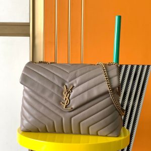 Alternative view of YSL LOULOU MEDIUM IN QUILTED LEATHER GRAY 12.5 X 8.6 X 3.5 INCHES
