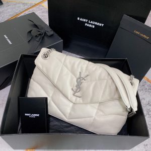 Alternative view of YSL PUFFER SMALL IN NAPPA LEATHER WHITE SILVER 11.4 X 6.6 X 4.3 INCHES