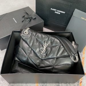 Alternative view of YSL PUFFER SMALL IN NAPPA LEATHER BLACK SILVER 11.4 X 6.6 X 4.3 INCHES