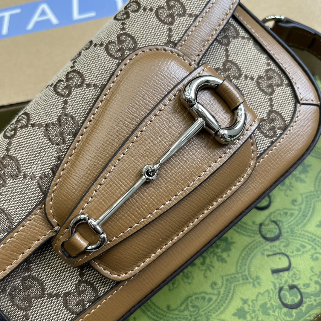 GUCCI HORSEBIT 1955 MINI SHOULDER BAG BROWN 7.7"W x 5-3.1"H x 2.4-1.2"D - Image 6