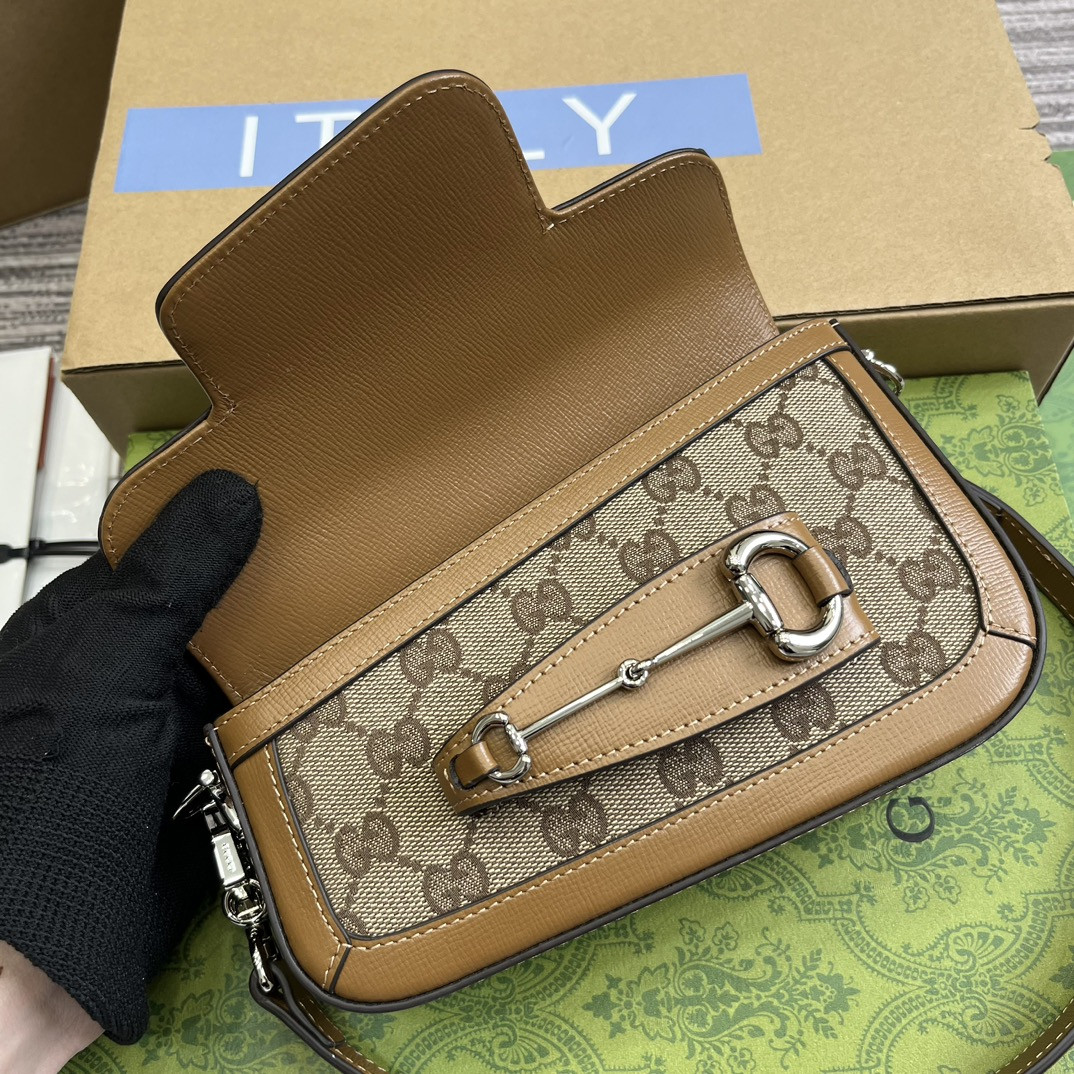 GUCCI HORSEBIT 1955 MINI SHOULDER BAG BROWN 7.7"W x 5-3.1"H x 2.4-1.2"D - Image 8
