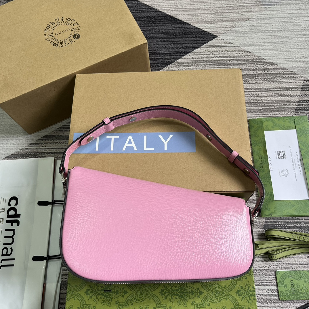 GUCCI HORSEBIT 1955 SMALL SHOULDER BAG pink 10.4"W x 6.7-4.1"H x 3.1-1.6"D - Image 3