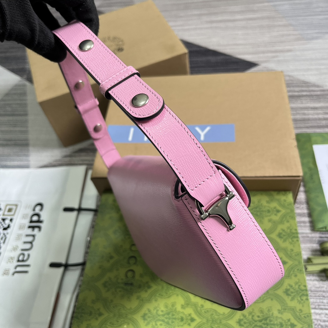GUCCI HORSEBIT 1955 SMALL SHOULDER BAG pink 10.4"W x 6.7-4.1"H x 3.1-1.6"D - Image 4