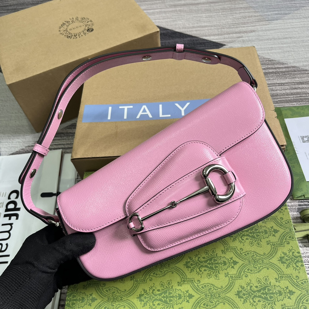 GUCCI HORSEBIT 1955 SMALL SHOULDER BAG pink 10.4"W x 6.7-4.1"H x 3.1-1.6"D - Image 5