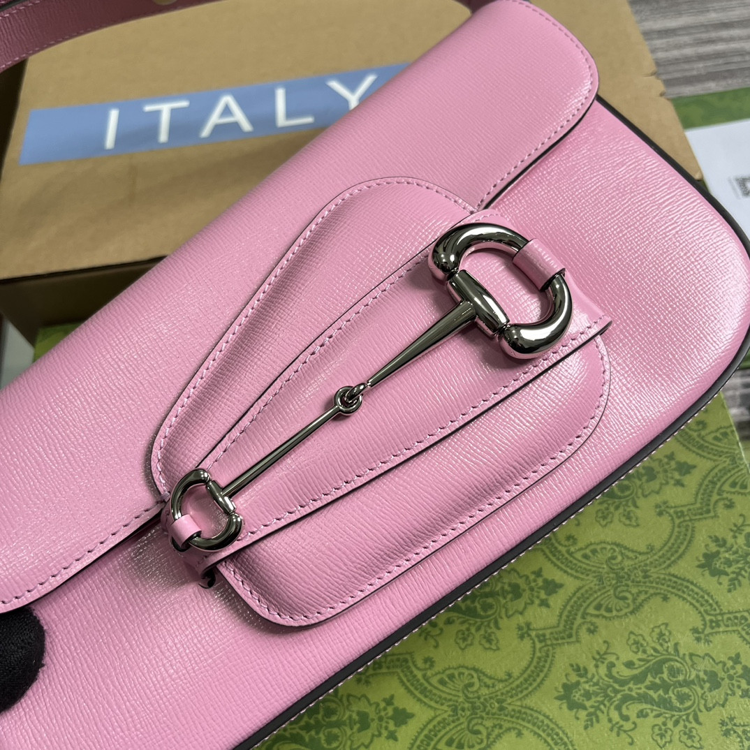 GUCCI HORSEBIT 1955 SMALL SHOULDER BAG pink 10.4"W x 6.7-4.1"H x 3.1-1.6"D - Image 6