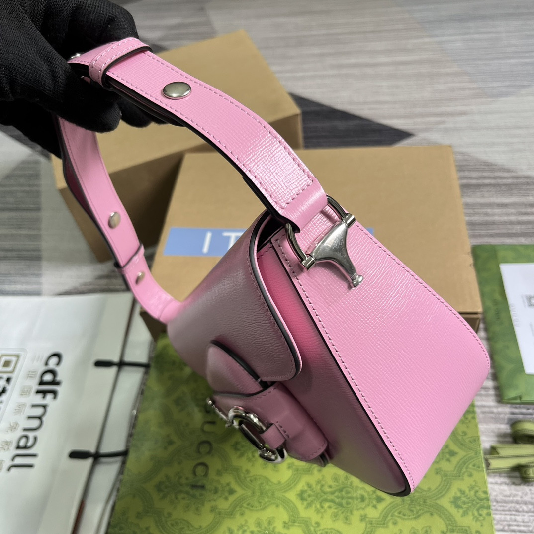 GUCCI HORSEBIT 1955 SMALL SHOULDER BAG pink 10.4"W x 6.7-4.1"H x 3.1-1.6"D - Image 8