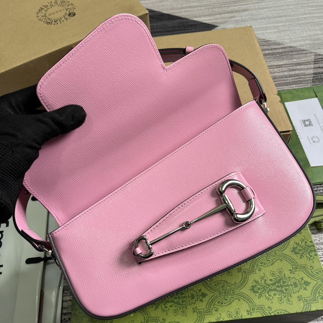 GUCCI HORSEBIT 1955 SMALL SHOULDER BAG pink 10.4"W x 6.7-4.1"H x 3.1-1.6"D - Image 9