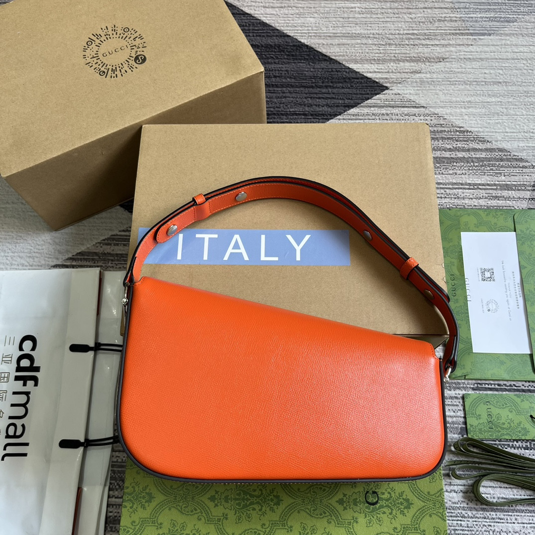 GUCCI HORSEBIT 1955 SMALL SHOULDER BAG ORANGE 10.4"W x 6.7-4.1"H x 3.1-1.6"D - Image 3