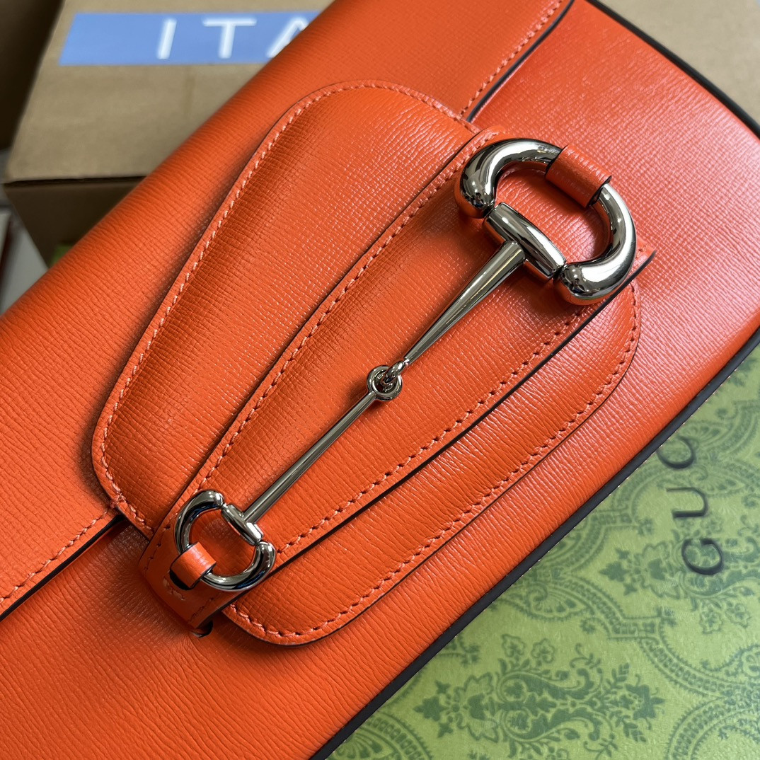 GUCCI HORSEBIT 1955 SMALL SHOULDER BAG ORANGE 10.4"W x 6.7-4.1"H x 3.1-1.6"D - Image 6