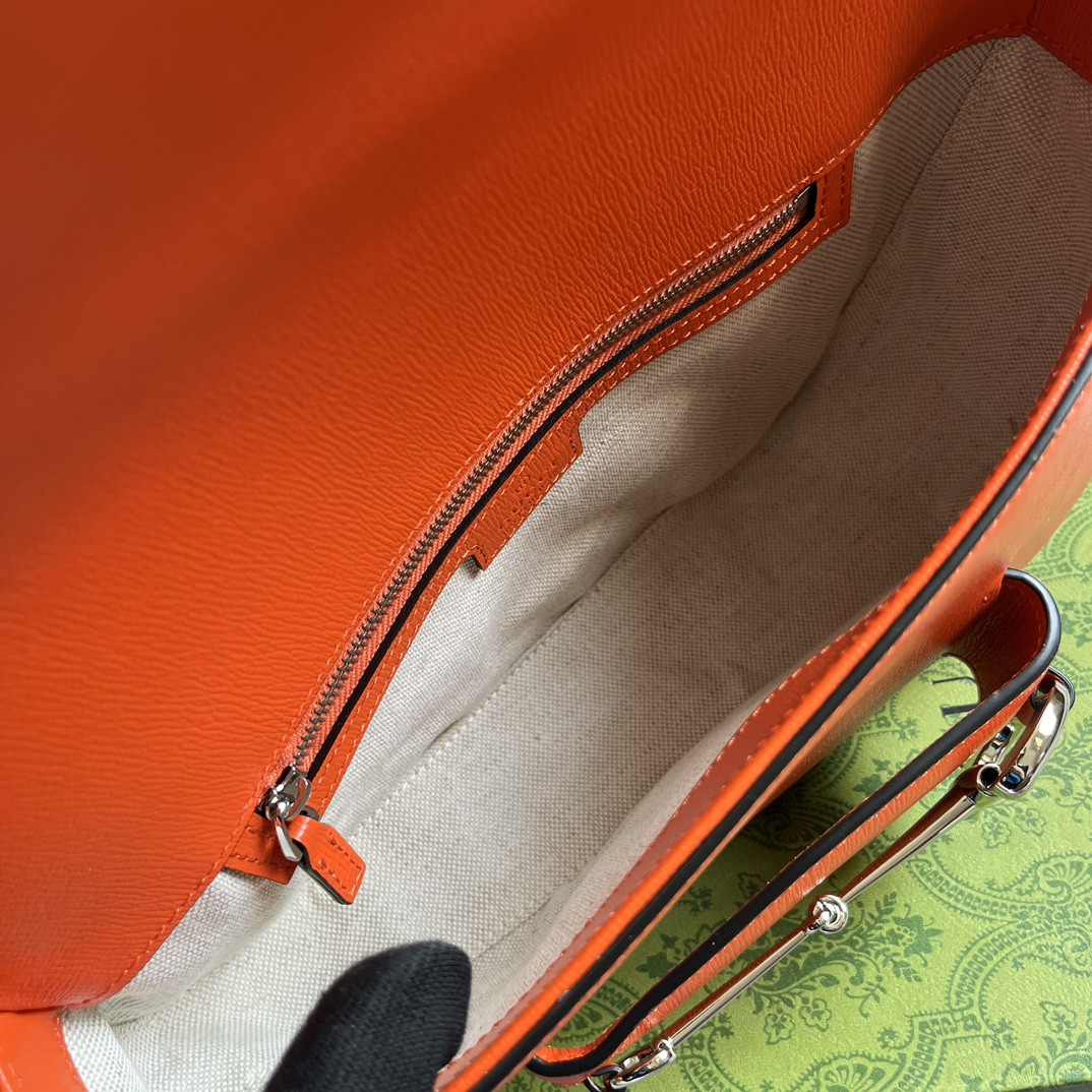 GUCCI HORSEBIT 1955 SMALL SHOULDER BAG ORANGE 10.4"W x 6.7-4.1"H x 3.1-1.6"D - Image 10