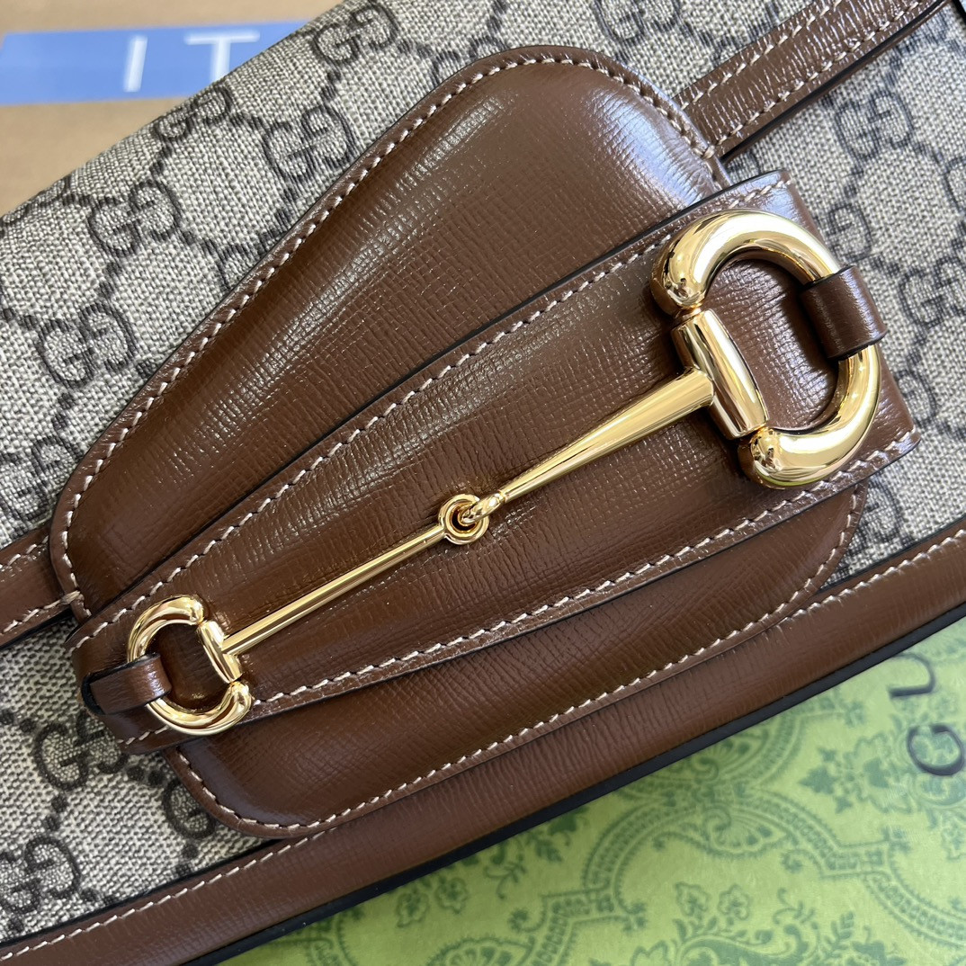 GUCCI HORSEBIT 1955 SMALL SHOULDER BAG Beige Brown 10.4"W x 6.7-4.1"H x 3.1-1.6"D - Image 6