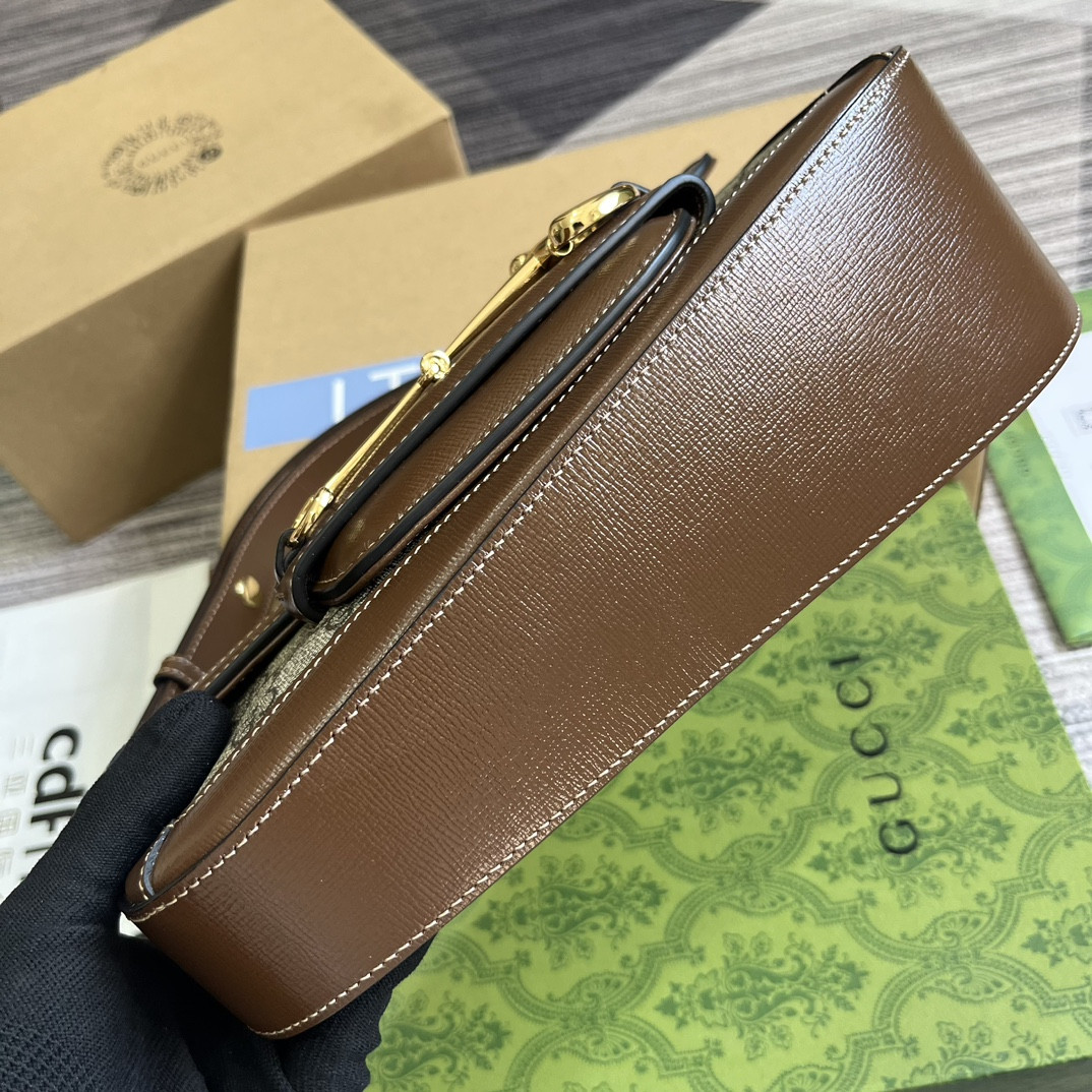 GUCCI HORSEBIT 1955 SMALL SHOULDER BAG Beige Brown 10.4"W x 6.7-4.1"H x 3.1-1.6"D - Image 7