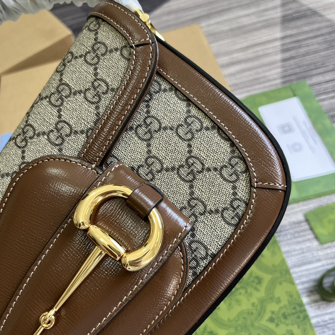 GUCCI HORSEBIT 1955 SMALL SHOULDER BAG Beige Brown 10.4"W x 6.7-4.1"H x 3.1-1.6"D - Image 8