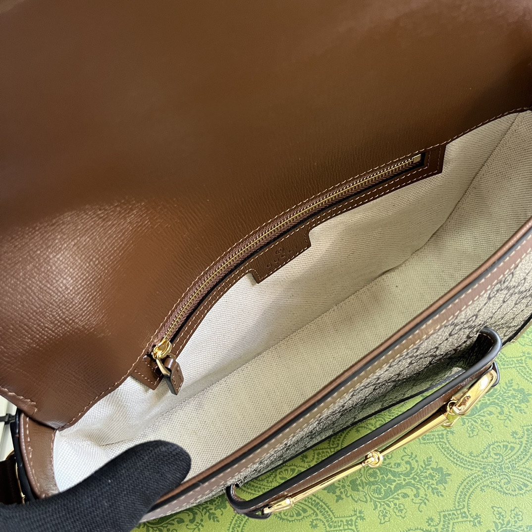 GUCCI HORSEBIT 1955 SMALL SHOULDER BAG Beige Brown 10.4"W x 6.7-4.1"H x 3.1-1.6"D - Image 10