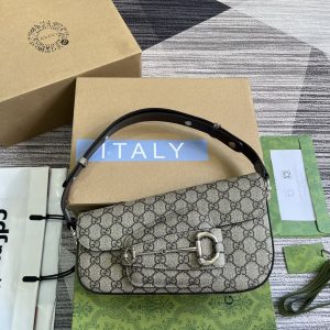 GUCCI HORSEBIT 1955 SMALL SHOULDER BAG 10.4"W x 6.7-4.1"H x 3.1-1.6"D