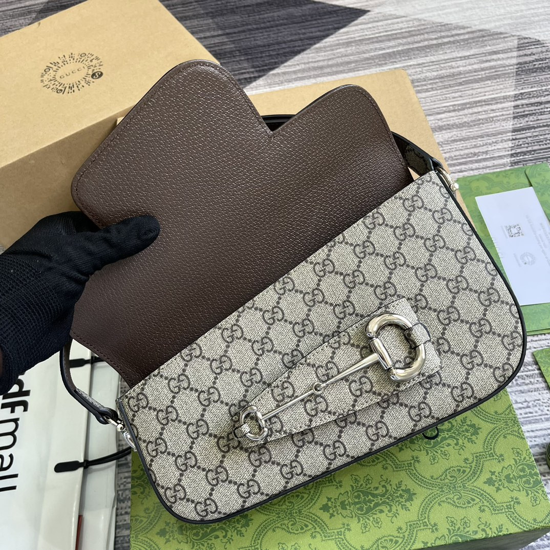 GUCCI HORSEBIT 1955 SMALL SHOULDER BAG 10.4"W x 6.7-4.1"H x 3.1-1.6"D - Image 9