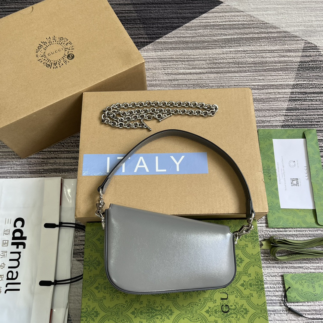 GUCCI HORSEBIT 1955 MINI SHOULDER BAG GRAY 7.7"W x 5-3.1"H x 2.4-1.2"D - Image 3